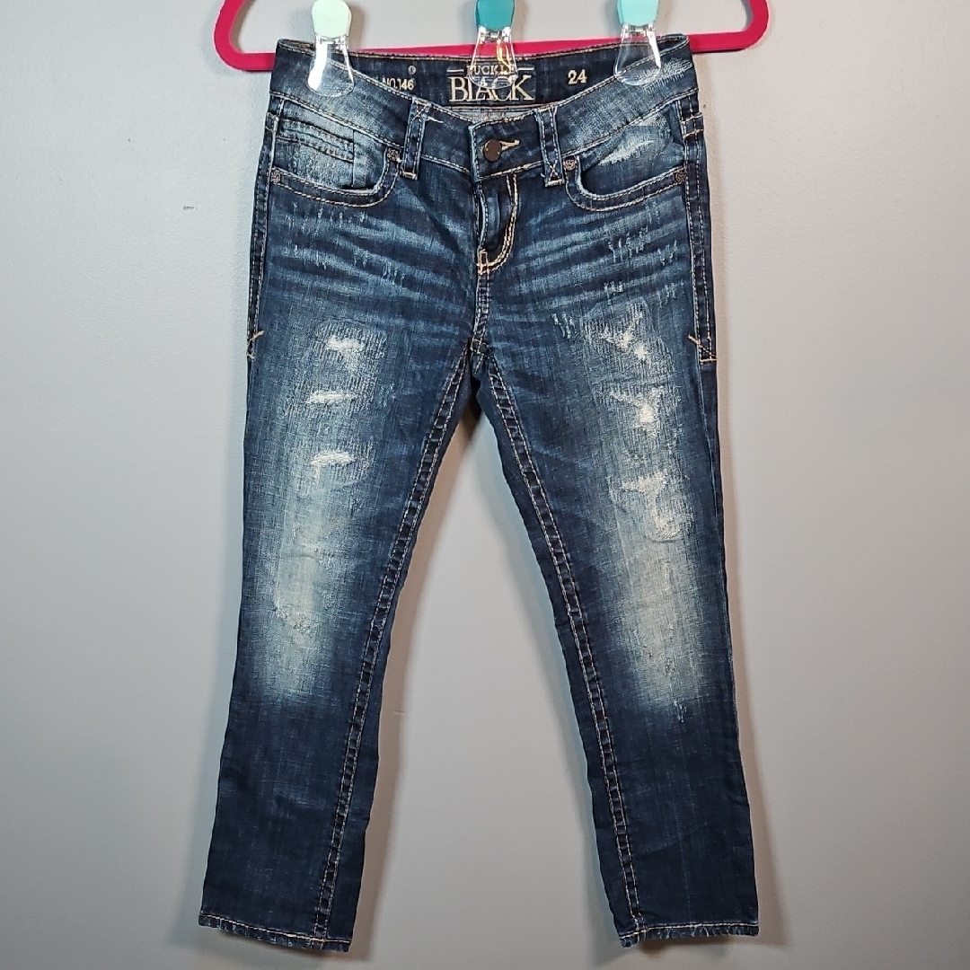 Buckle Black Fit 146 Distressed Low Rise Straight Jeans - Blue